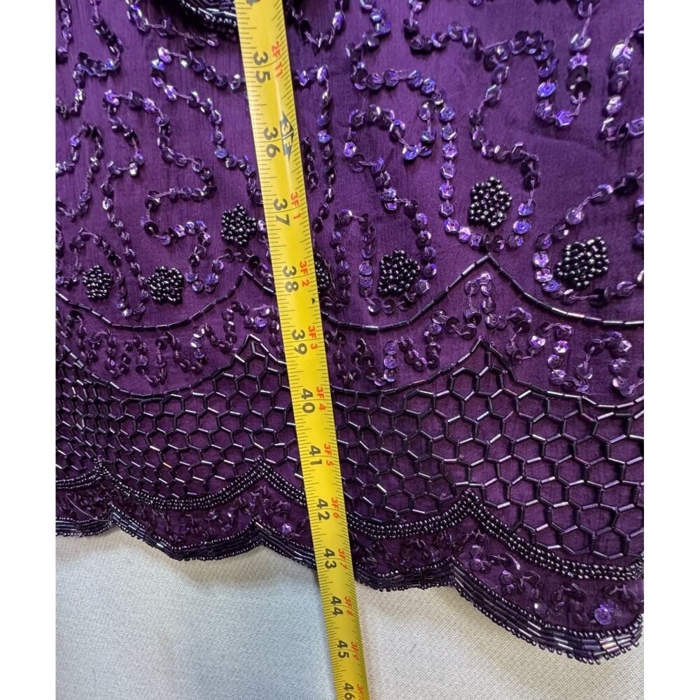 Brilliante By J.A Silk Formal Midi Shift Dress Size 1X Purple Sequin - Picture 8 of 13
